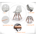 Modern high quality PC plastic chair with solid wood legs